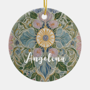 Floral Kaleidoscope Personalised Ceramic Tree Decoration