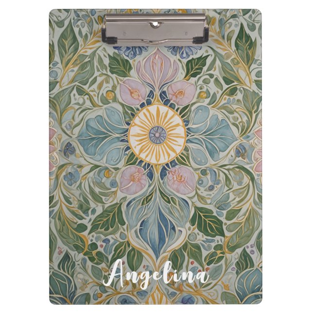 Floral Kaleidoscope Personalised Clipboard (Front)