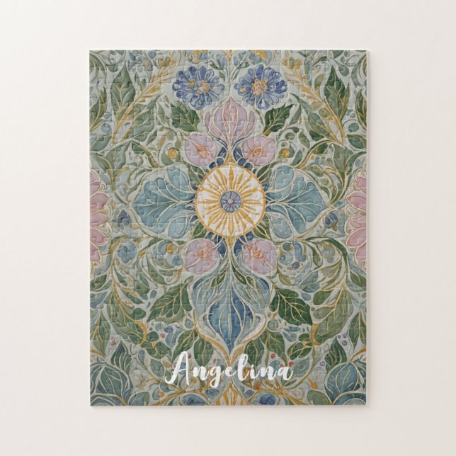 Floral Kaleidoscope Personalised Jigsaw Puzzle (Vertical)