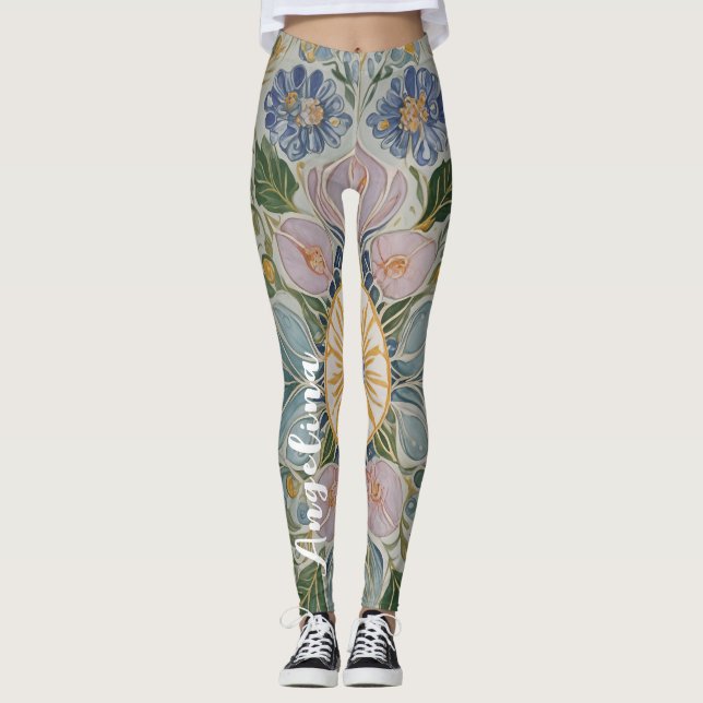 Floral Kaleidoscope Personalised Leggings (Front)