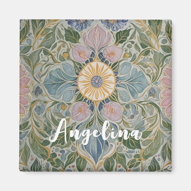 Floral Kaleidoscope Personalised Magnet (Front)