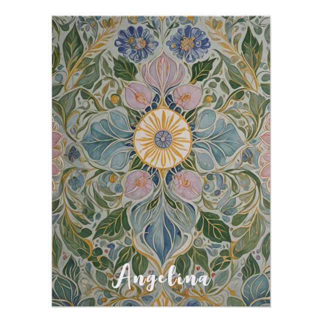 Floral Kaleidoscope Personalised Poster (Front)
