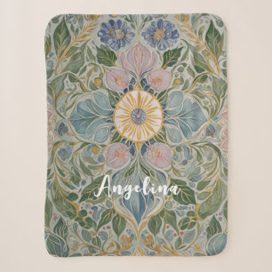 Floral Kaleidoscope Personalised Sherpa Blanket