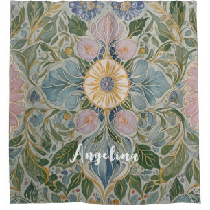 Floral Kaleidoscope Personalised Shower Curtain