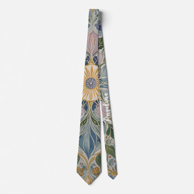 Floral Kaleidoscope Personalised Tie (Front)