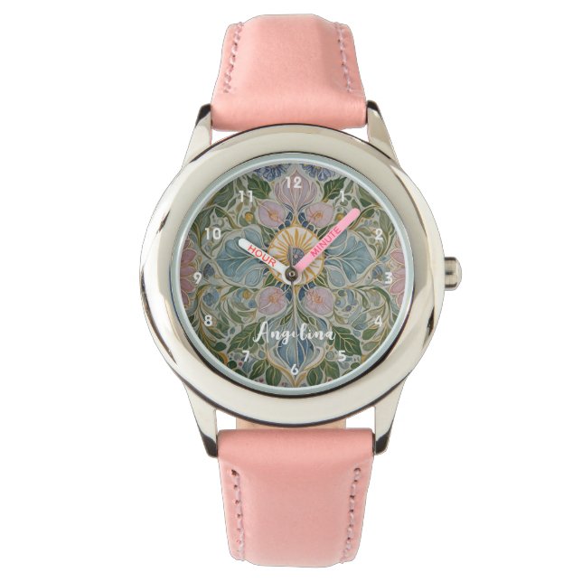 Floral Kaleidoscope Personalised Watch (Front)