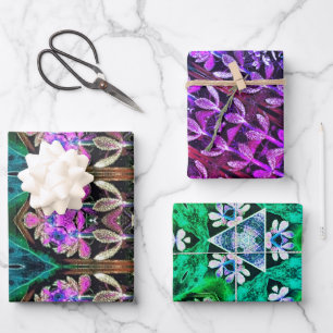 Floral Kaleidoscope Wrapping Paper Sheet