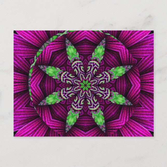 Floral Kaleidoscopic Mandala Design Postcard (Front)
