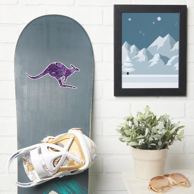 Floral Kangaroo Sticker (Snowboard)