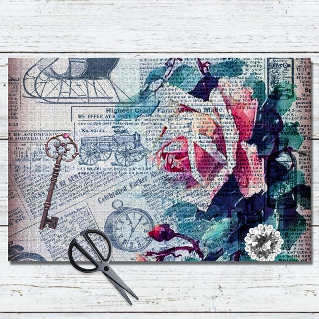 Floral Key Ephemera Decoupage Tissue Paper (Creator Uploaded)