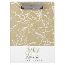 Floral Khaki Personalised Clipboard