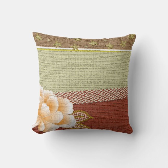 Floral "Kimono" Design Throw Pillow (Front)