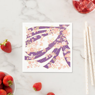 Floral Kimono Pattern Violet Napkin