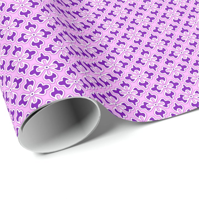 Floral kimono print, amethyst and orchid pink wrapping paper (Roll Corner)