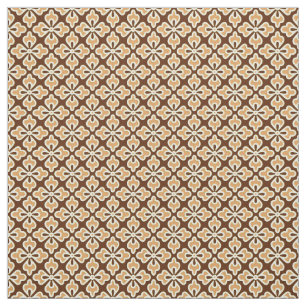 Floral kimono print, caramel and chocolate brown fabric