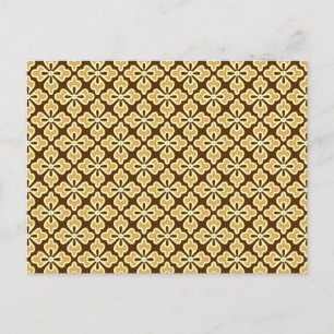 Floral kimono print, caramel and chocolate brown postcard