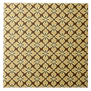 Floral kimono print, caramel and chocolate brown tile