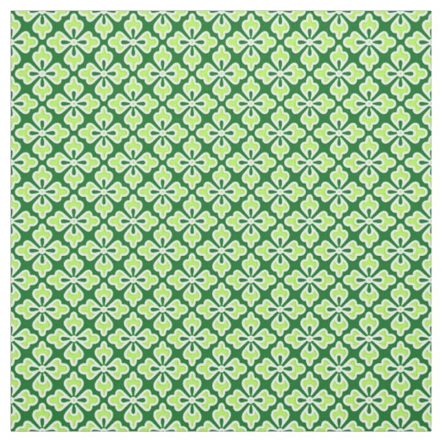 Floral kimono print, lime and pine green fabric (Swatch)