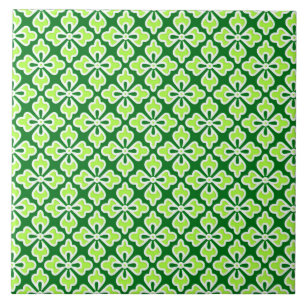 Floral kimono print, lime and pine green tile