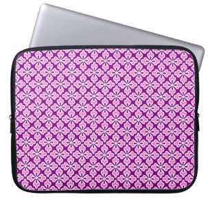 Floral kimono print, orchid pink and purple laptop sleeve