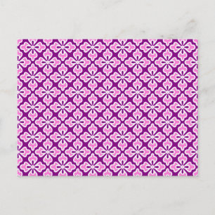 Floral kimono print, orchid pink and purple postcard