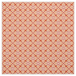 Floral kimono print, peach and mandarin orange fabric