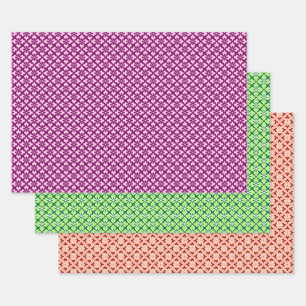 Floral Kimono Print, Plum, Jade, Peach Wrapping Pa Paper Sheet