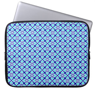 Floral kimono print, turquoise and cobalt blue laptop sleeve
