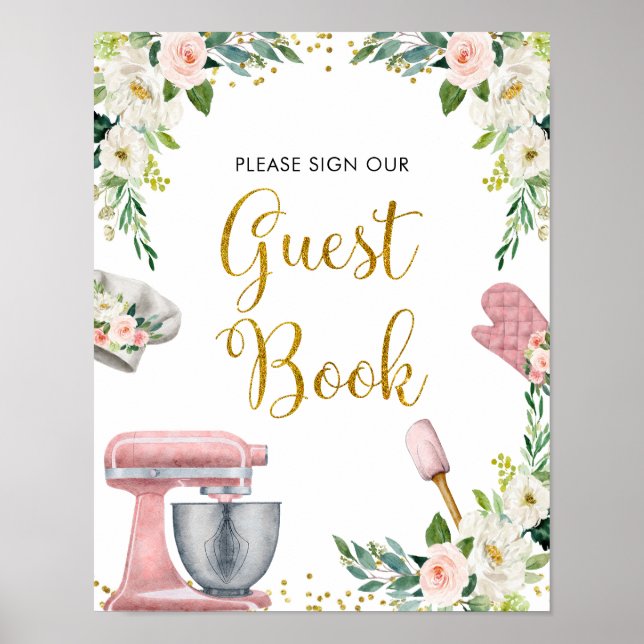 Floral Kitchen Bridal Shower Guest Book (Front)