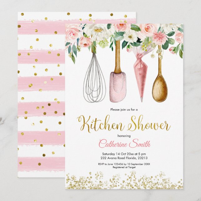 Floral Kitchen Bridal Shower Invitation (Front/Back)