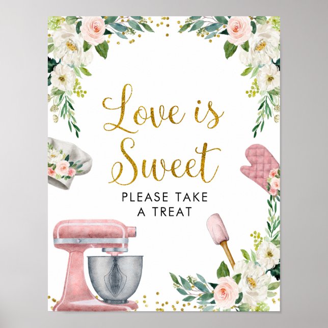 Floral Kitchen Bridal Shower Love Is Sweet Poster (Front)