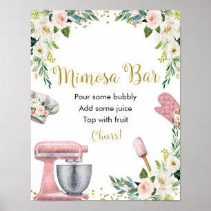 Floral Kitchen Bridal Shower Mimosa Bar Poster