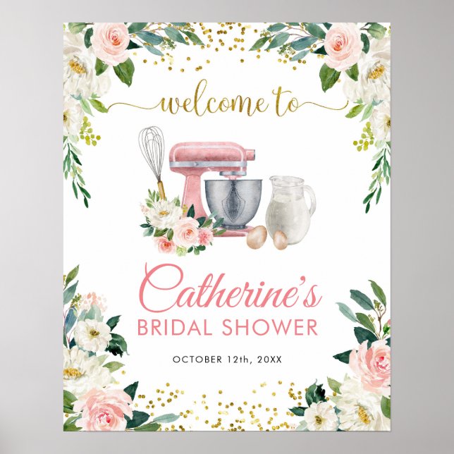 Floral Kitchen Bridal Shower Welcome Sign (Front)