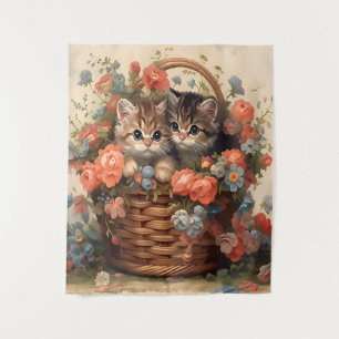 Floral Kittens Tapestry