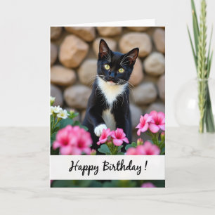 Floral Kitty Birthday Card
