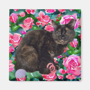 Floral Kitty Magnet