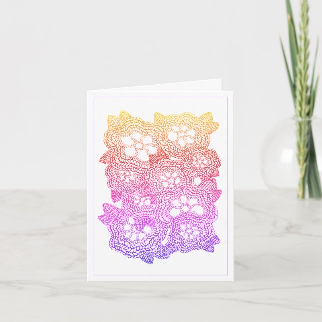 FLORAL KNIT Birthday Note Card  (Front)