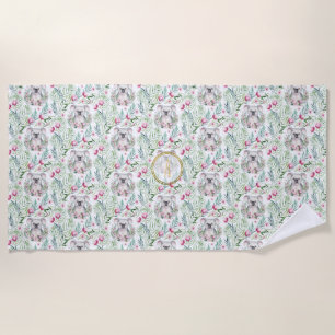 Floral KOALA BEAR Monogram Girls Bedroom Nursery Beach Towel