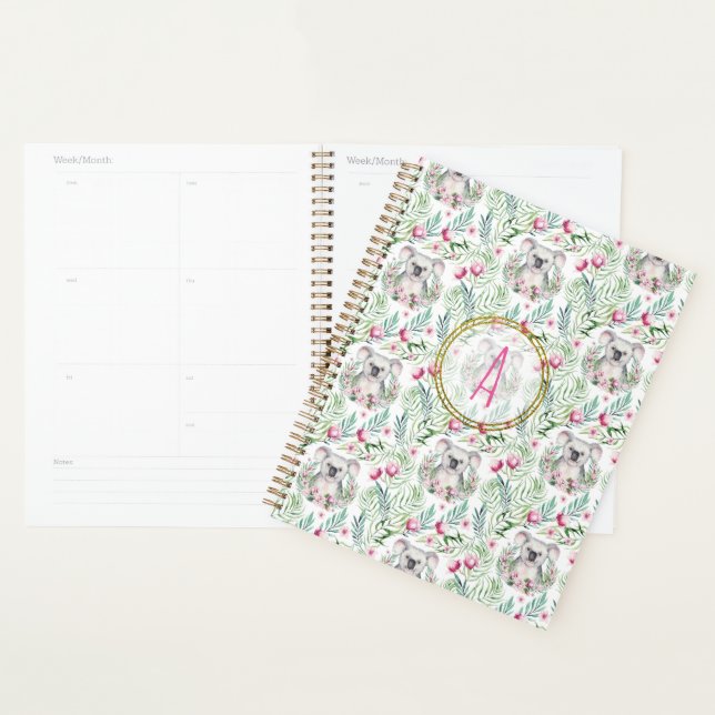 Floral KOALA BEAR Monogram Girls Bedroom Nursery Planner (Display)