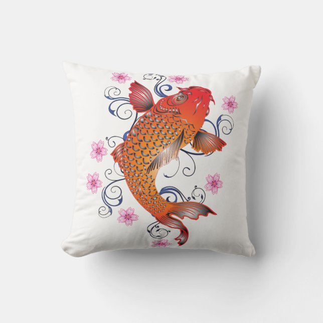 Floral koi carp cushion (Front)