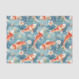 Floral Koi Fish Garden Decoupage Tissue Paper