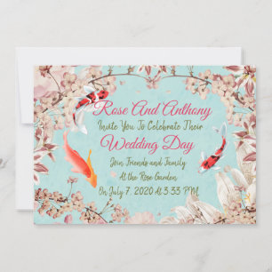Floral/Koi Wedding Invitation