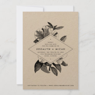 Floral Kraft Wedding Save The Date