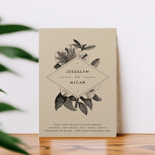 Floral Kraft Wedding Save The Date