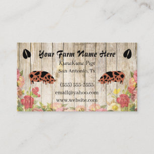 Floral KuneKune Pig Business Card