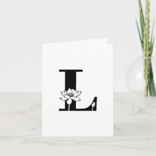 Floral L Monogram On White Note Card