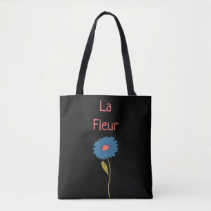 Floral La Fleur Blue Orange Black Tote Bag