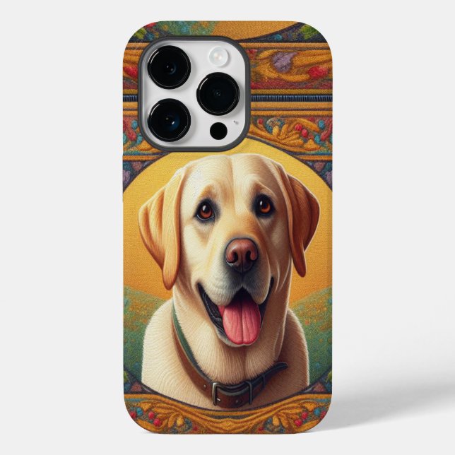 Floral Labrador Retriever Dog Colourful Border Case-Mate iPhone Case (Back)