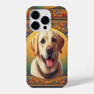 Floral Labrador Retriever Dog Colourful Border iPhone 14 Pro Case