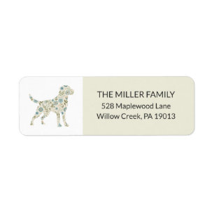 Floral Labrador Retriever Dog Silohouette Address
